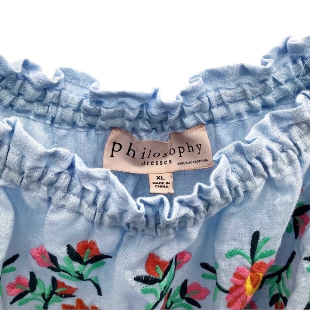 🆕{Philosophy} Embroidered Linen Dress - Picture 7 of 14